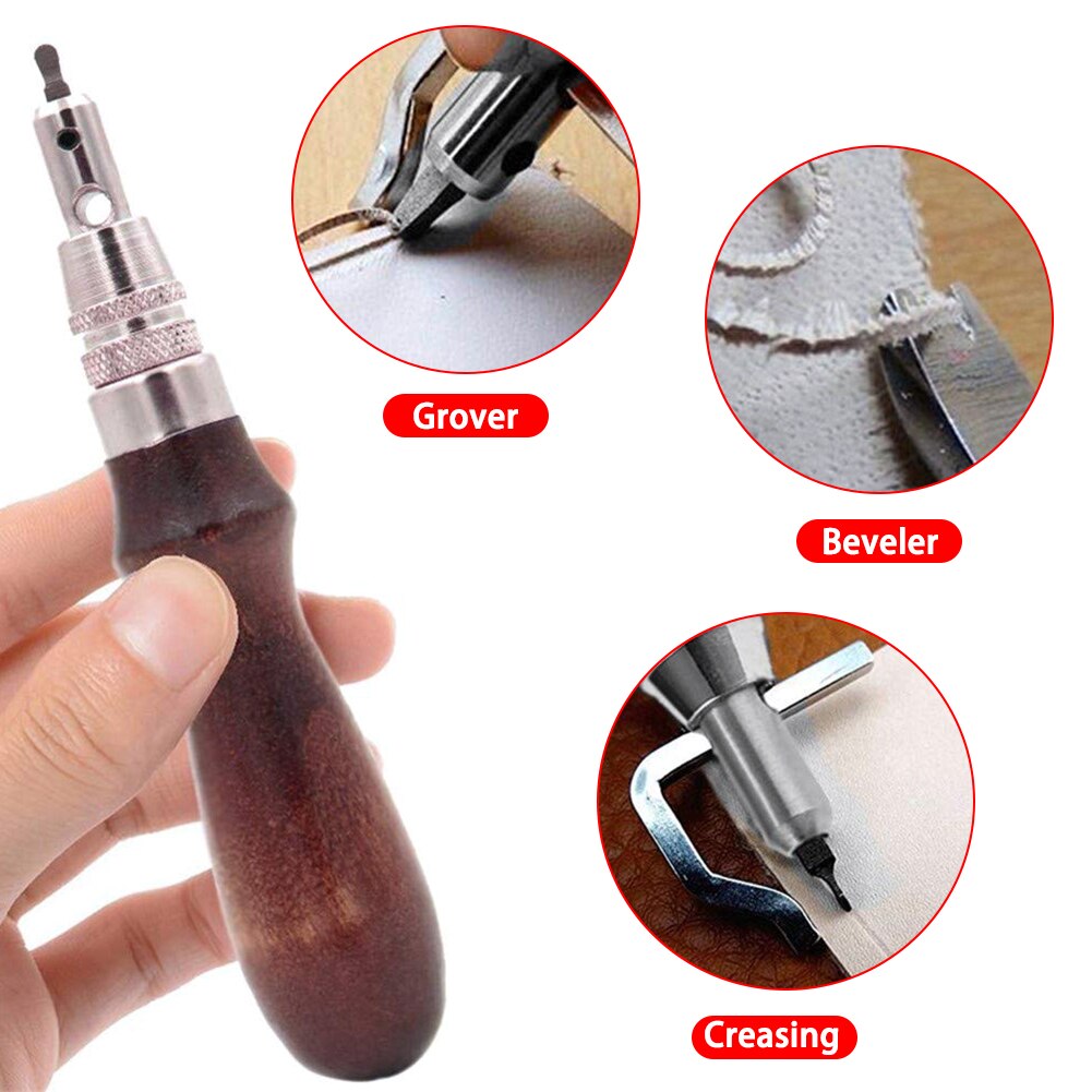 7 In 1 Set Pro Leathercraft Verstelbare Stiksels En Groover Crease Leather Tool Diy Handgemaakte Praktische