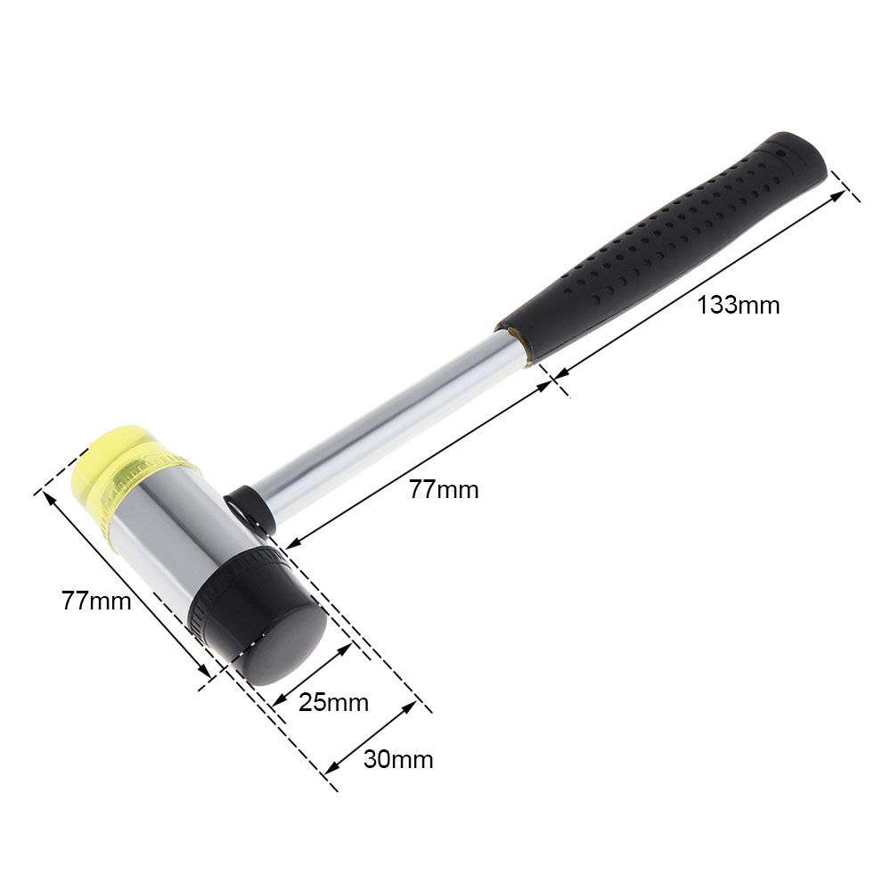 Martillo de goma negro, martillo para azulejos no elástico con cabeza redonda y mango de acero y madera antideslizante, herramienta manual pequeña de bricolaje: Gris oscuro