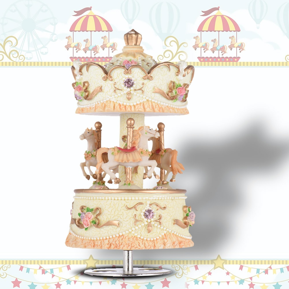 Led karusell speldosa merry-go-round roterande häst speldosa leksak barn baby karusell musik konst jul heminredning