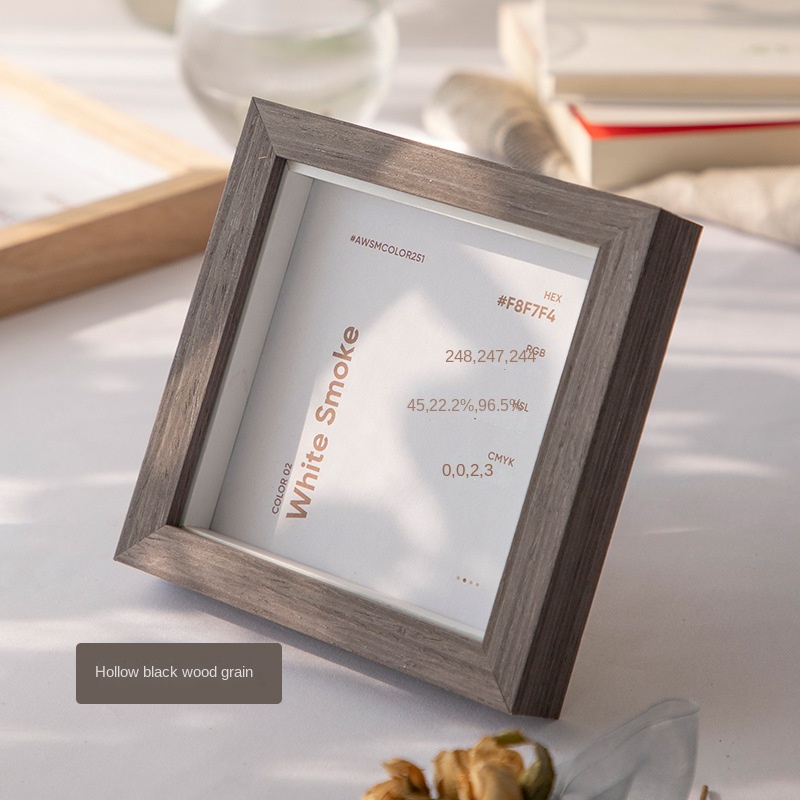Minimalistisch vierkant houten fotolijst voor wand- en bureaudecoratie, holle vierkante fotolijst 6x6 8x8 inch: 7 inch / Light Grey