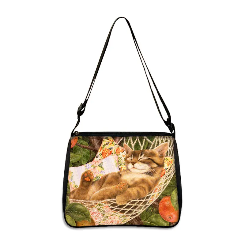 Bolso de mano con dibujo de gato para mujer, bolsa con estampado de Gatito Travieso, longitud ajustable, de almacenamiento, ideal para