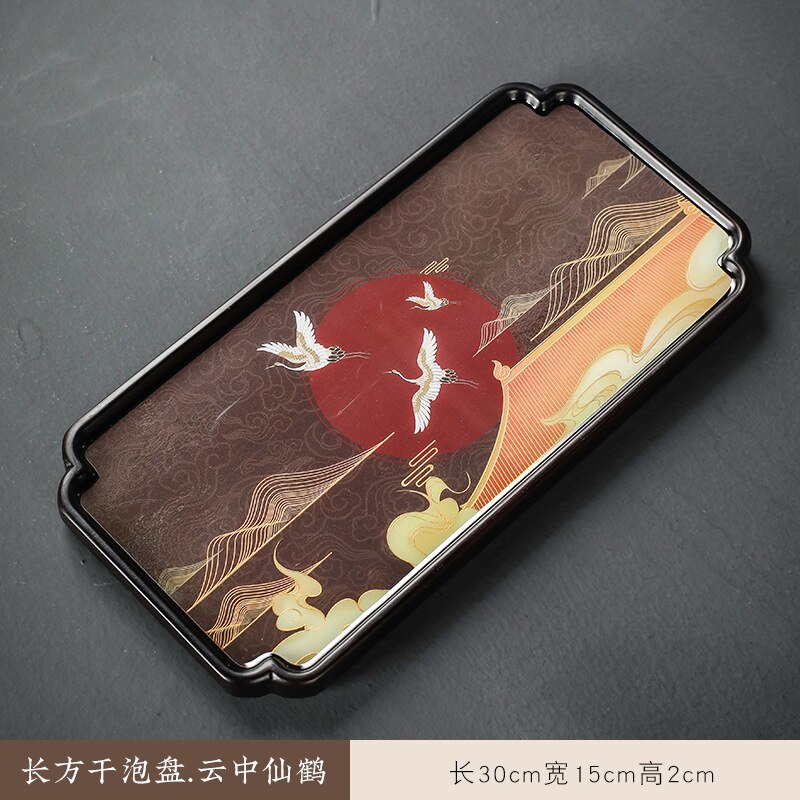 BAODETEA Chinese Tea Tray Rectangular Household Wooden Pot Holds Dry Kungfu Tea Tray: D 30-15-2CM