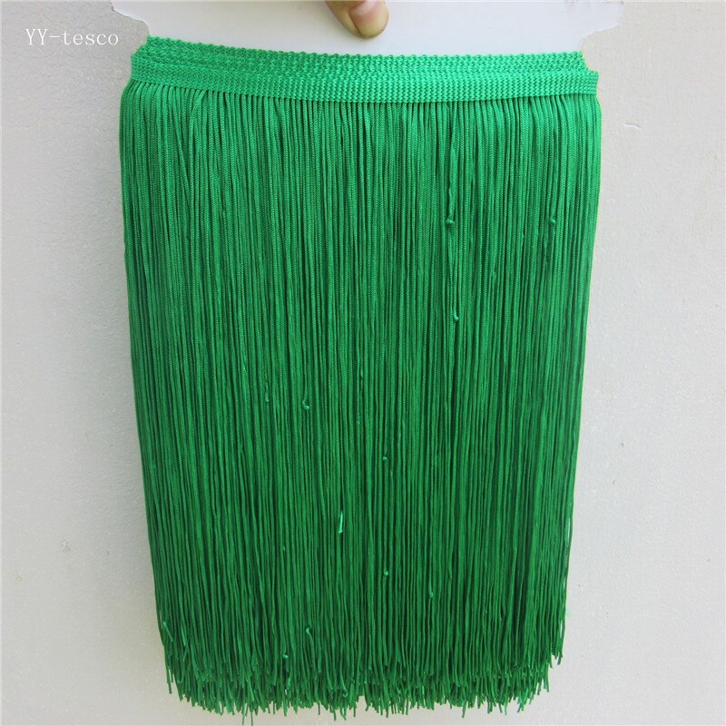 Franges en dentelle Polyester noir 10 mètres | Ruban d'habillage à coudre, robe style Latin, rideau de vêtement sur scène, accessoires largeur 30cm: Green