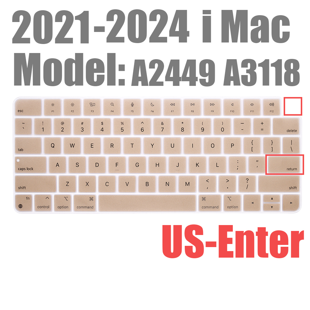 For Apple iMAC Keyboard Cover release) A2450 A2449 Magic Keyboard Stickers Protector Silicone Bluetooth keyboard case US: US- type gold