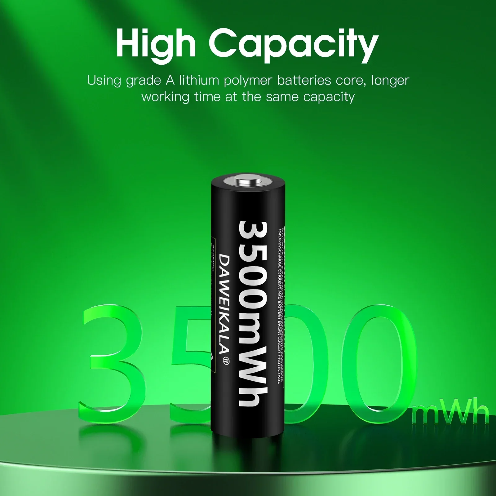 Pilas AA recargables de iones de litio de alta capacidad, pilas AA de 1,5 V, 3500mWh para juguetes de Control remoto, carga rápida ligera