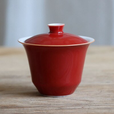 150Ml Jade Porselein Roze Gaiwan Voor Thee Blauw Terrine Met Deksel Rode Theewaar Kung Fu Thee Set Groene Kop kommen Geel Chinese Chawan: Tureen 3