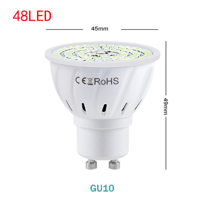 Ultraviolet germicidal lamp UV E27 Ultraviolet UVC Light GU10 MR16 Sterilization Lamp Cup Corn Bulb Disinfection Lamp Kill Mites: GU10 48LED