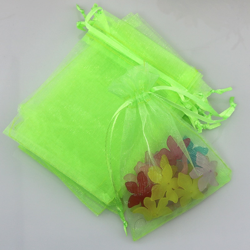 100pc/lot 5x7cm Organza Bags Christmas Bag Wedding Drawable Voile Jewelry Packaging Bags Mini Pouches Bags