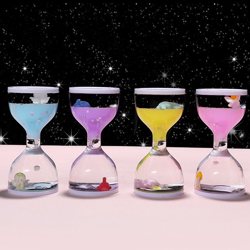 ​ ​ Ampulheta líquida para alívio do estresse, decoração criativa de gota de óleo para presente de aniversário, decoração de escritório doméstico