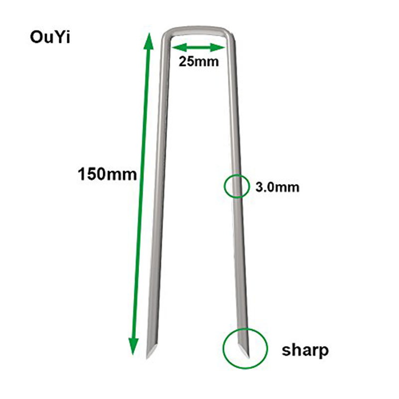 Garden Pegs 100x3.0mm x 6 inch /150mm Galvanized Landscape Ground Staples Rust Resistant Steel Sod Lawn U Pins