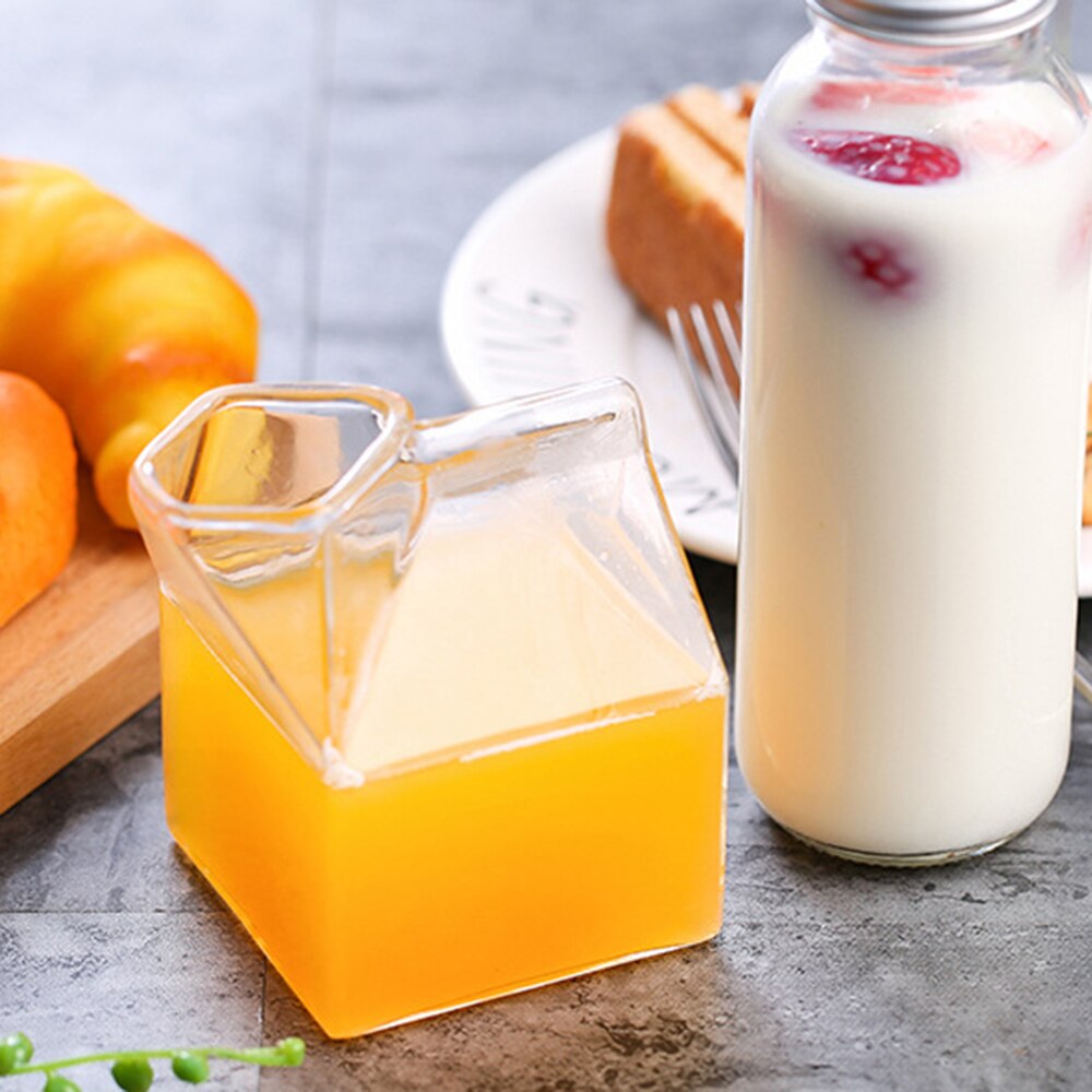 Snel 1 stuk 250ml halve pint melkpak stijl mini creamer kan glas melk mok wijnglazen kopje koffie kopje mok