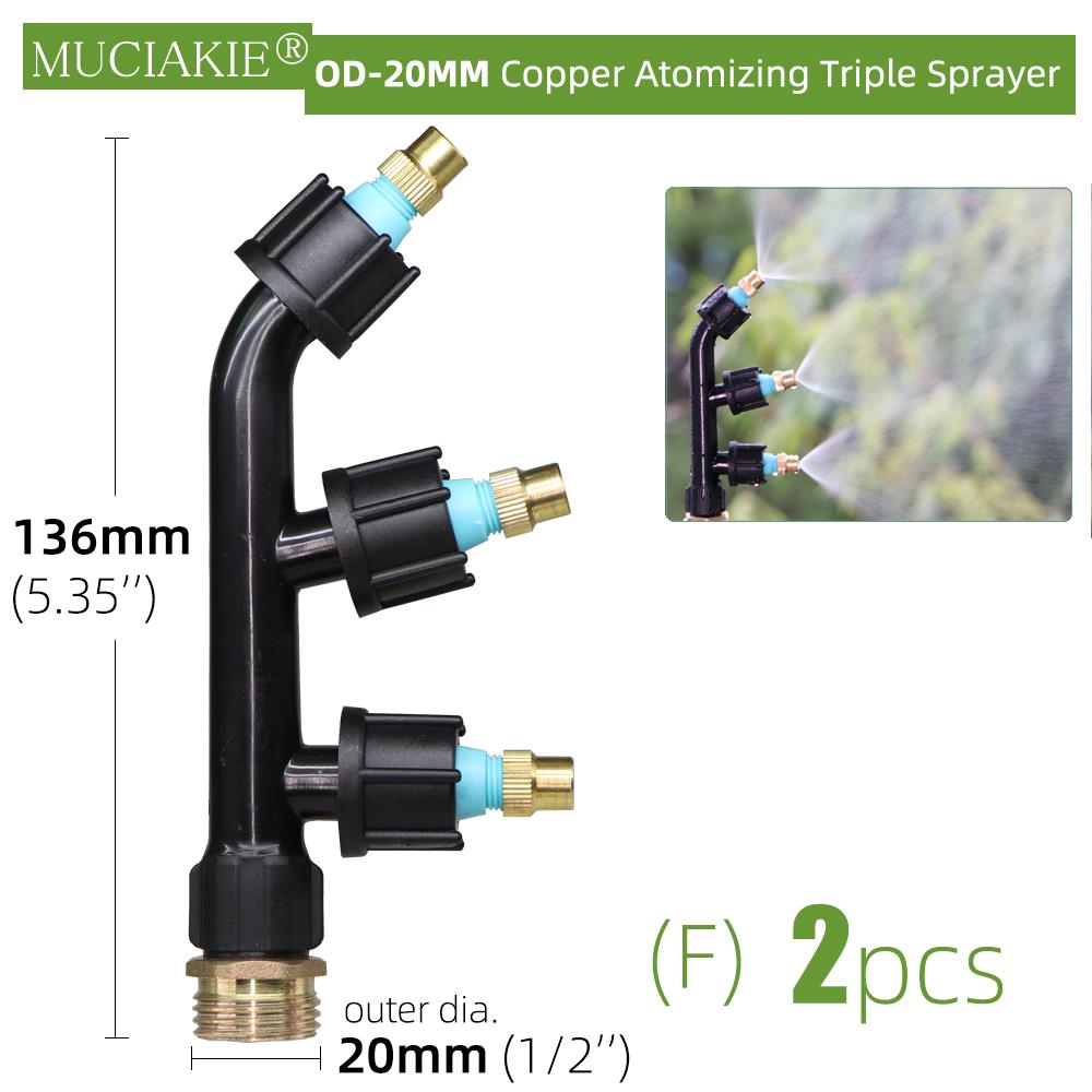 Agricultural Sprayer Nozzles Brass Atomizing Single Double Triple Heads Sprinklers Lawns Gardens Irrigation Spraying Accessories: Fx2pcs