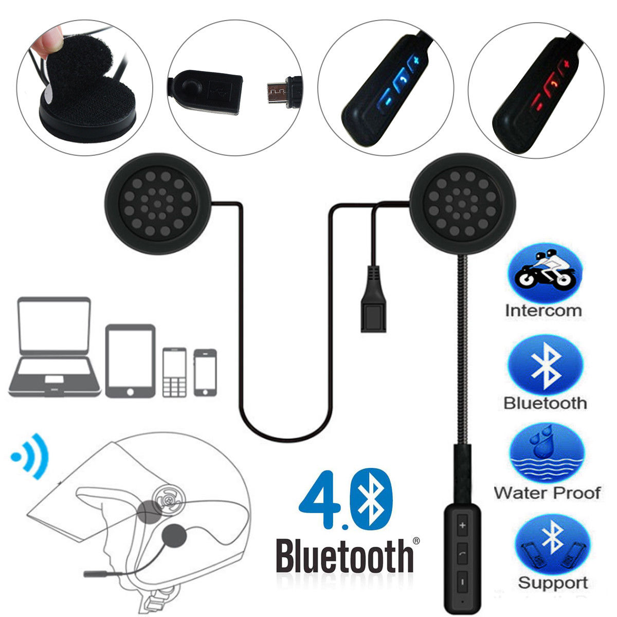 Bluetooth Motorhelm Headset Hoofdtelefoon handsfree Music Call Control