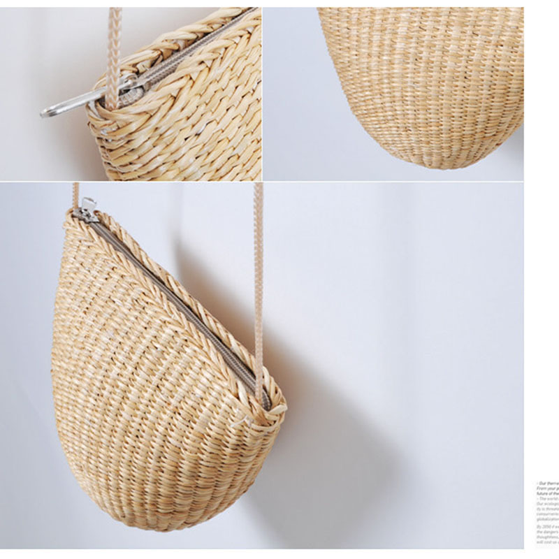 Bolso de hombro pequeño hecho a mano para mujer, bolsa de playa de paja, de ratán, bandolera Bohemia, bolso de punto