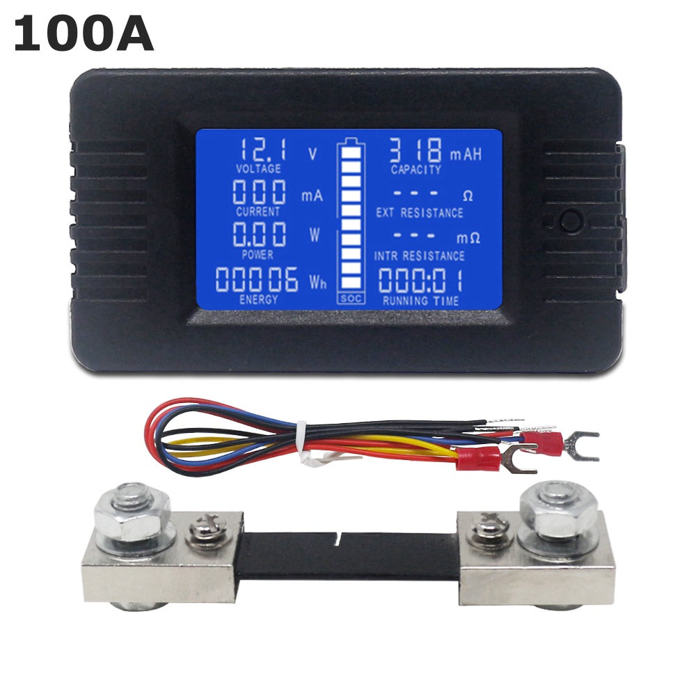 Car Battery Tester Power Digital Ammeter Voltmeter Energy Consumption SOC Running time Meter DC 0-200V 10A 50A 200A 300A: with 100A shunt