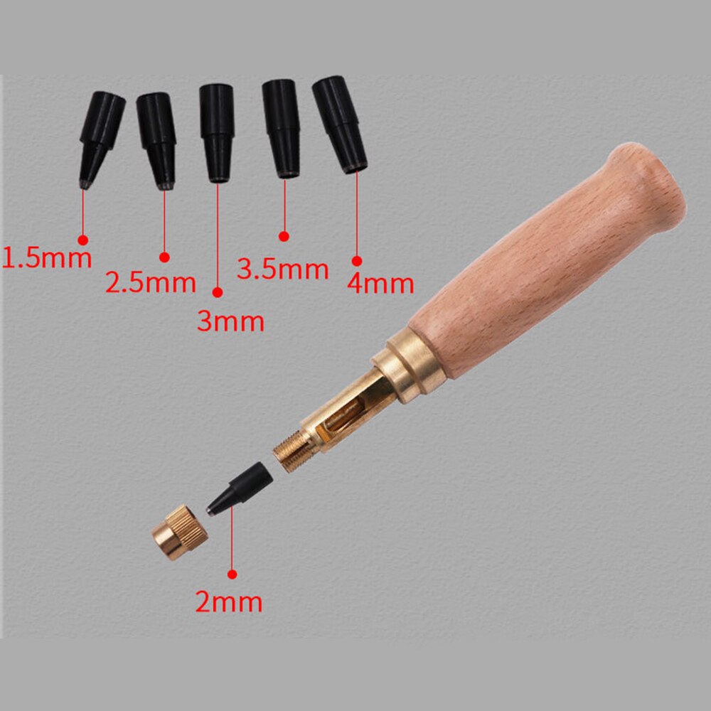 1 jeu de vis à poinçonner amovibles, 6 tailles, pointe 1.5-4mm, poinçon automatique de vis de ceinture, poinçon de trou de cuir, outils d&#39;artisanat de montre