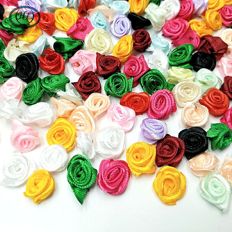 HL 60 pièces 15mm ruban Rose fleurs bricolage Appliques décorations de mariage artisanat fournitures beaucoup de couleurs