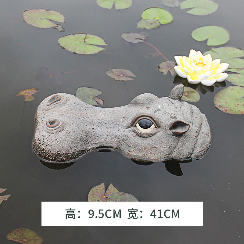 Tête d&#39;hippopotame, dos de requin effrayant, étang de jardin, ornements d&#39;animaux flottants, jouets amusants, décoration de Simulation de poisson de piscine