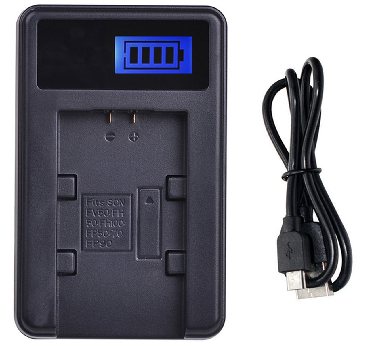Lcd Usb Batterij Lader Voor Sony NP-FH30, NP-FH40, NP-FH50, NP-FH60, NP-FH70, NP-FH100 Infolithium H Serie: 1x LCD USB Charger
