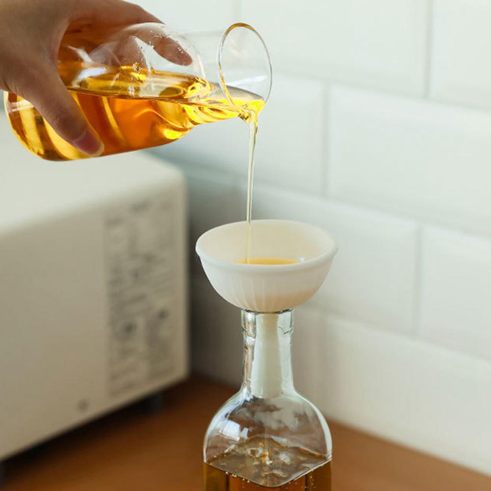 Embudos multifuncionales 2 en 1, embudos plegables de silicona de alimentaria, miniembudo separador de aceite de cocina, bebidas de vino, embudos separadores