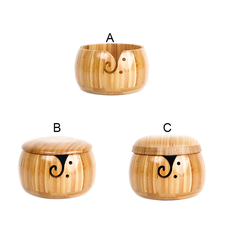 Handmade Natural Wooden Wool Yarn Storage Bowl Crochet Knitting Needle Storage Holder Knitting Accessories Home Organizer