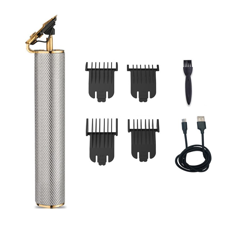 Vgr usb oppladbart hårhårklipper elektrisk hårtrimmer trådløs barbermaskin til menn barberhårskjæremaskin: Sølv