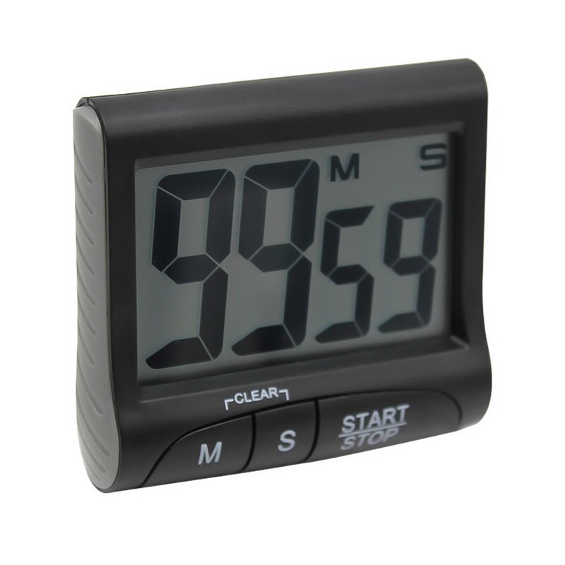 1pc multifunktionell lcd digital display timer bärbar köketimer med väckarklocka och nedräkningsfunktion matlagningstimer: En svart