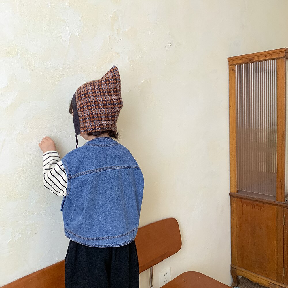Chaleco vaquero sin mangas para bebé y niña, Chaqueta con bolsillo grande, ropa de , novedad de Primavera de 2022