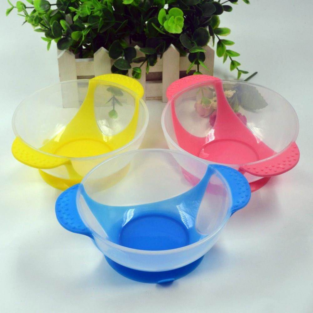Cuenco de alimentación para bebé, juego de tazón con ventosa, cuchara con detección de temperatura, vajilla para bebé, platos de aprendizaje, tazón de comida para niños