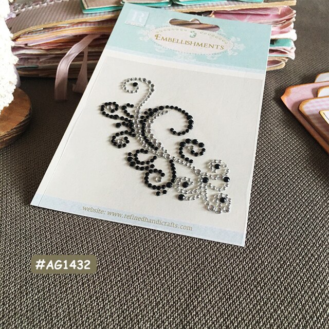Diy Decal Adhesive Glitter Flower Sticker Craft Sticker Rhinestone Strip Scrapbooking Cloth Greeting Card Handmade Decor Sticker: F
