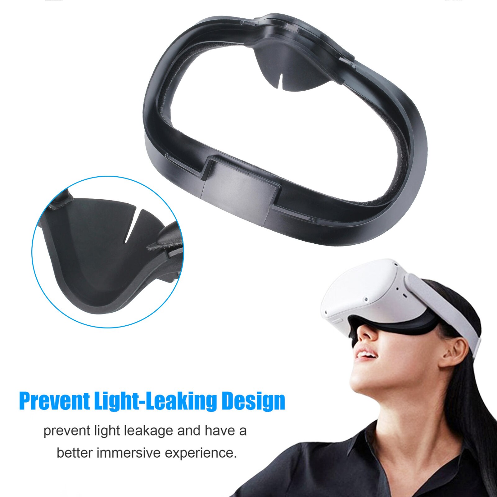 Facial Interface Bracket face/lens Cover Set for Oculus Quest 2,PU Leather Foam Face Pad for Oculus Quest 2 VR Accessories,Black