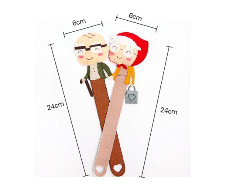2pcs/set Couple Bookmark Felt DIY Package Couple Bookmark Environmental Material 24 X 6CM