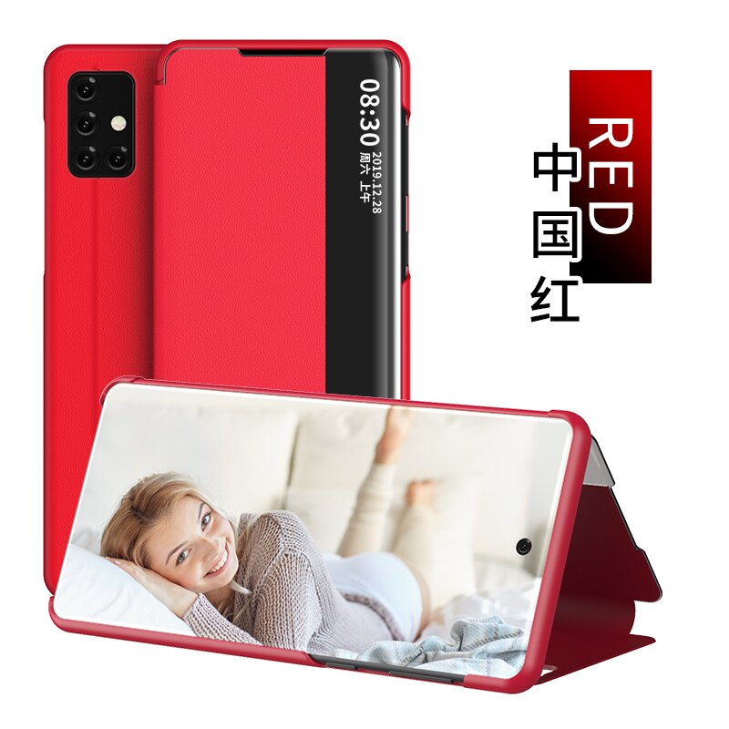 accorto Visualizza Caso di Vibrazione per Samsung galassia A71 fundas Lusso originale Supporto Magnetico in Pelle Astuccio UNA 71 SM A715 A715F copertura del telefono: rosso
