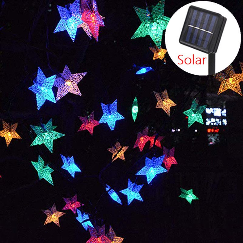 Solar-Stern-Lichterkette für den Außenbereich, wasserdicht, solarbetrieben, LED-Lichterkette für Weihnachten, Terrasse, Garten, Hof, Veranda, Hochzeitsdekoration: orange / 11-15W