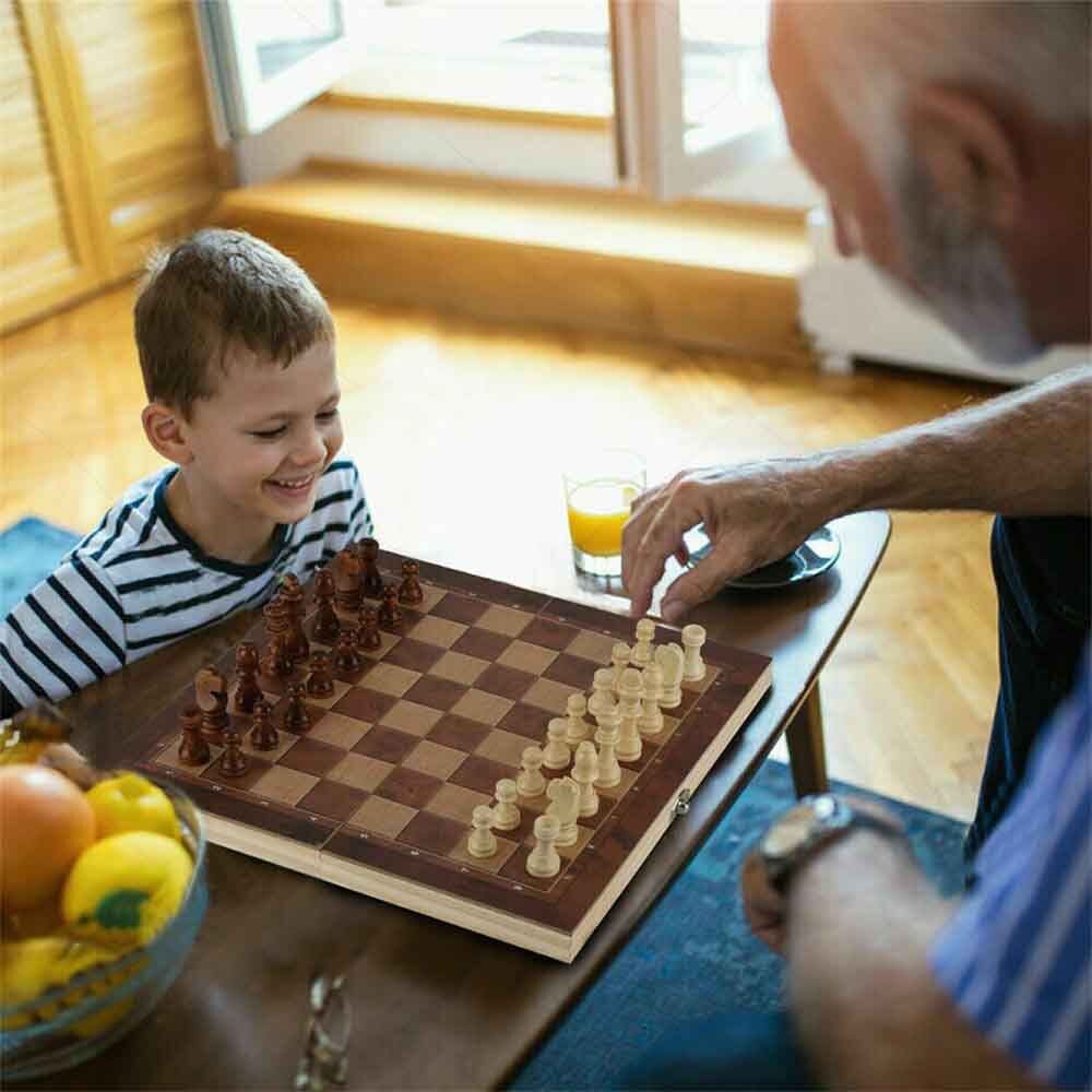 Jeu d'échecs en bois pliable, damier, jeu interactif Parent-enfant, maison, loisirs et divertissement en plein air