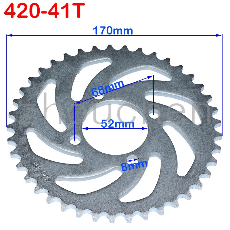 420/428 Chains 31T/37T/41T/48T 52mm rear Chain sprocket for Chinese ATV Quad Pit Dirt Bike Motorcycle Motor Moped: 420-41T