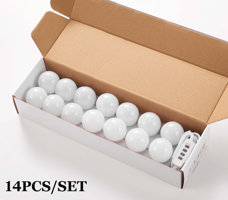 machen-hoch Spiegel LED Licht 4/6/8/10/12/14 Abnehmbare Lampen LED USB Kosmetik Spiegel Lampe Dressing Tabelle Eitelkeit Lichter: 14Stck