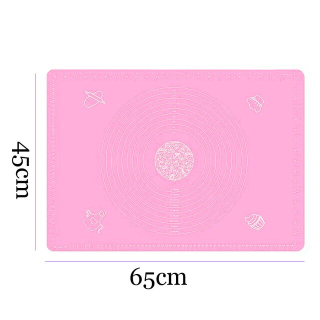 Siliconen bakmat verdikkingsmiddel bloem rolmat kneeddeegmat bakdeeg rolmat bakvormen: Roze -45 x 65cm