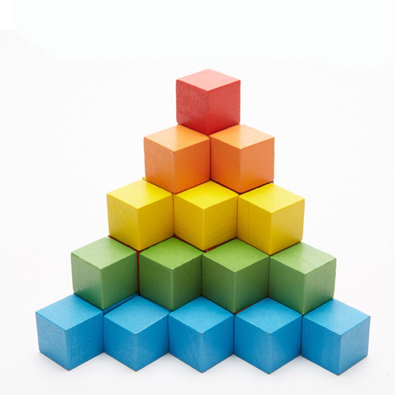 100 pz/set Blocchi Cubo Pezzi Colorati per Bambini FAI DA TE Giocattoli di Legno inviare Borsa