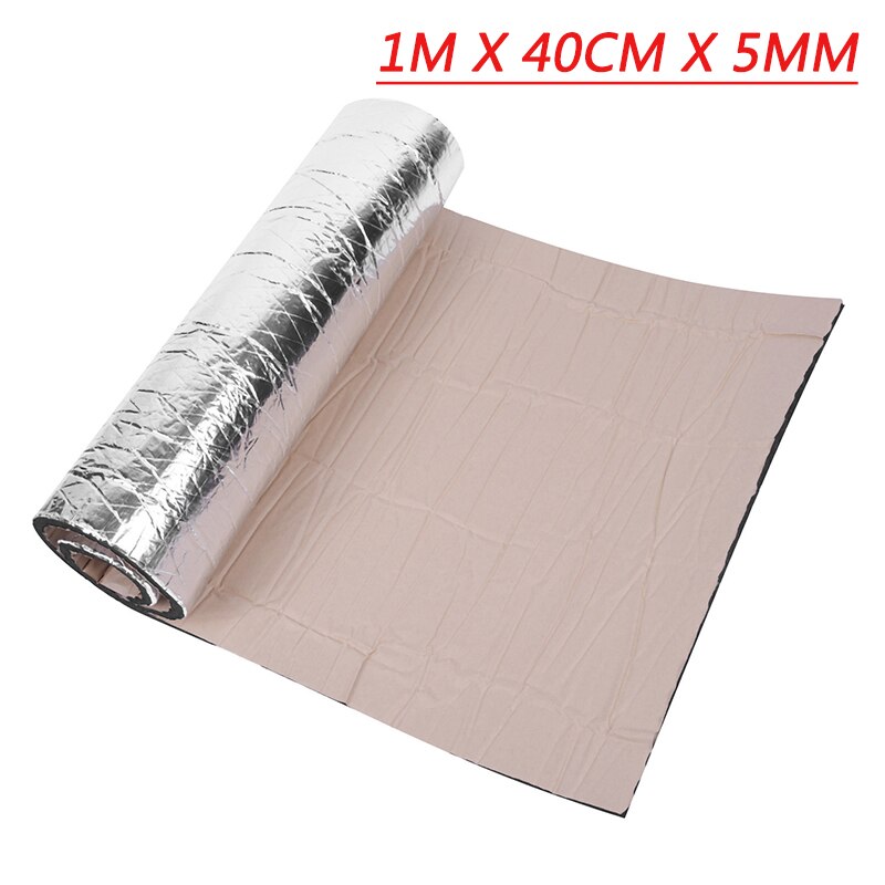 1M * 40Cm * 5Mm Auto Brandwerende En Warmte-Geluidsisolatie Pad Aluminiumfolie Katoen Auto sound-Proof Katoenen Kap Geluiddichte Film: Bruin
