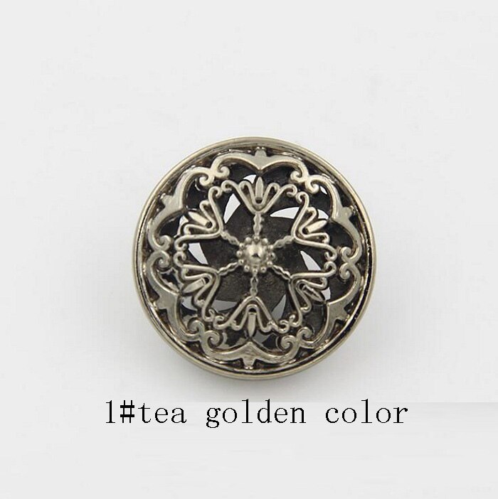 Knoppen 18/20/22/25mm metalen bloem voor trui jas shirt jasje handgemaakte Geschenkdoos craft DIY Naaien accessoires: 1 tea golden color / 18mm