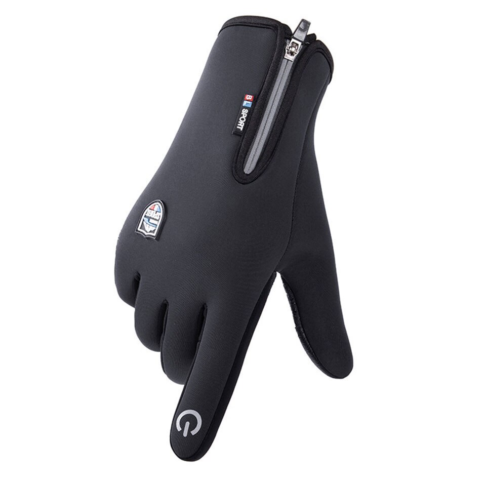 Gants de pêche sur glace chauds d&#39;hiver, revêtement imperméable, coupe-vent, respirants, doigts complets, antidérapants, pour la pêche en plein air, à la carpe,: Black / M