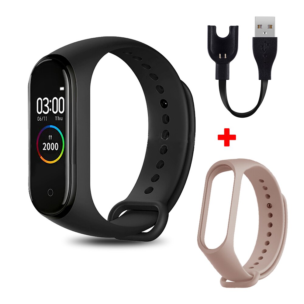 M4 Smart Wristband Waterproof Blood Pressure Heart Rate Monitor FitnessTracker Smart Bracelet M4 Band Watch Sport Pedometer: black N lotus