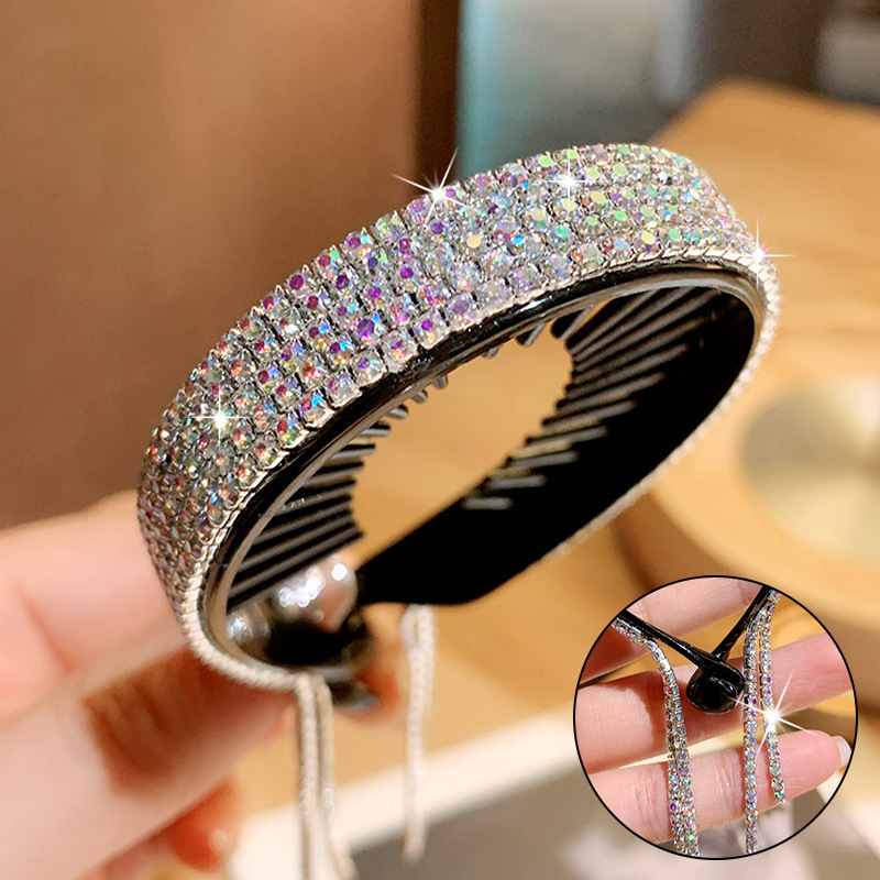1Pc Elegante Strass Kwastje Hoofdtooi Haarspelden Voor Vrouwen Bijoux Crystal Haaraccessoires Bruiloft Sieraden Diamond Donut: Colorful