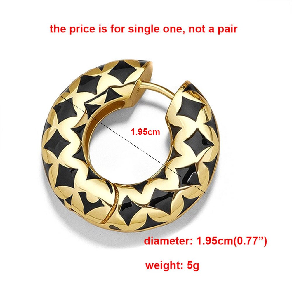 1 piece Small Chunky Hoop Earrings for Women Black Enamel Earring Gold Color Statement Jewelry Huggie Trendy Geometric Aretes