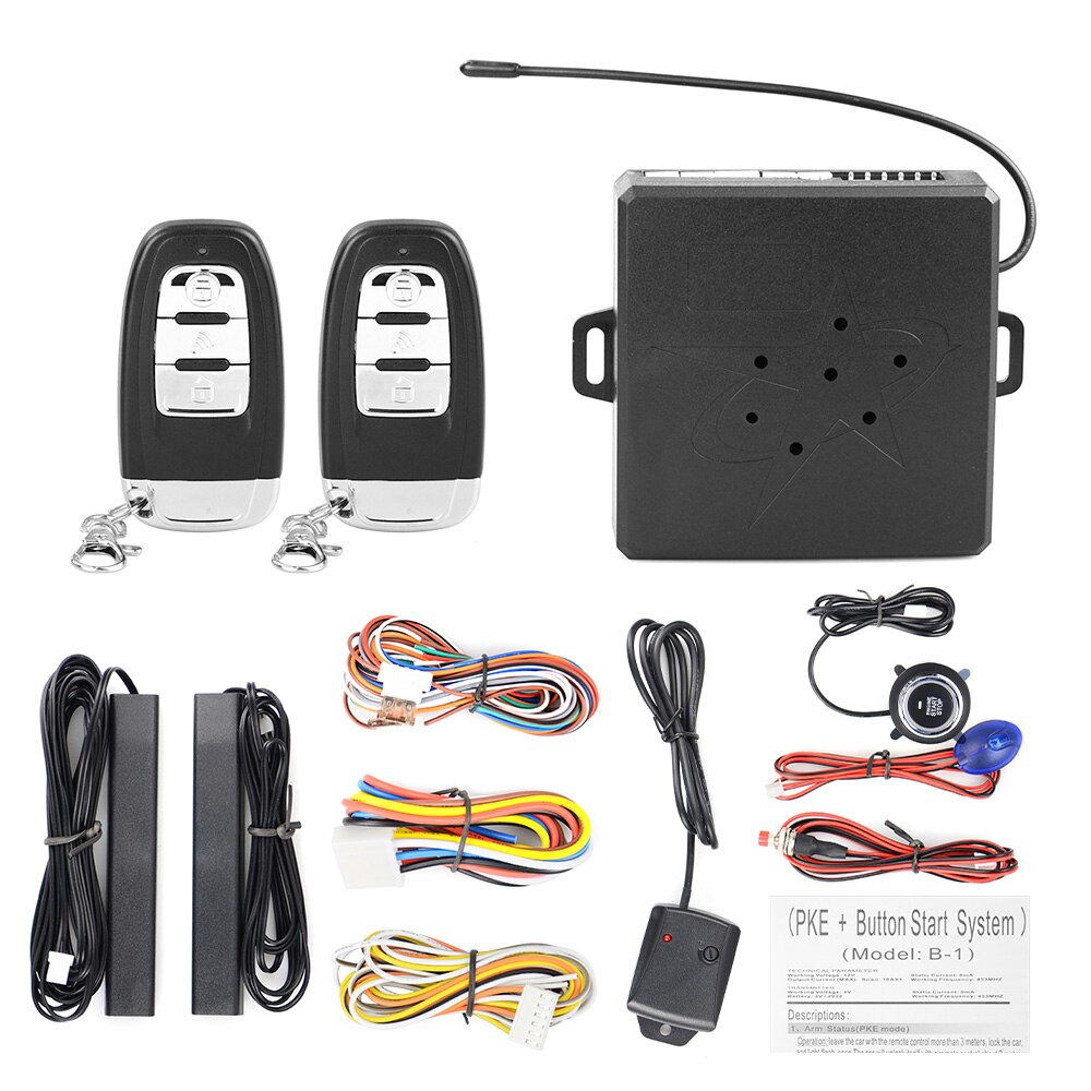 Car Alarm Remote Control Push Start Button RFID Lock Ignition Starter Keyless Entry Start Stop Immobilizer Anti-theft System