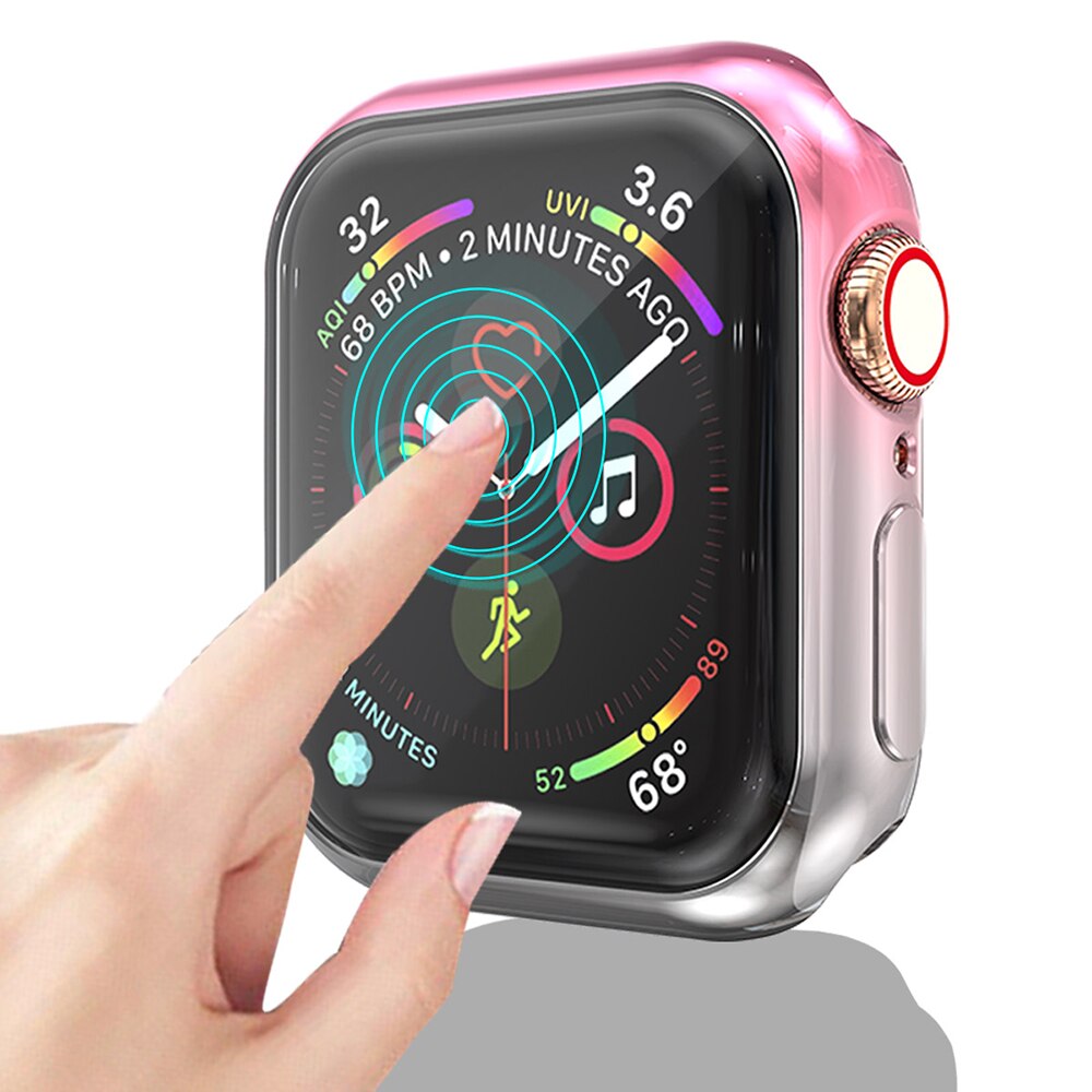 360- ai klokkedeksel til apple watch-deksel 3 2 1 42mm 38mm mykt fargerikt tpu-skall + skjermbeskytter for iwatch 5 4 44mm 40mm