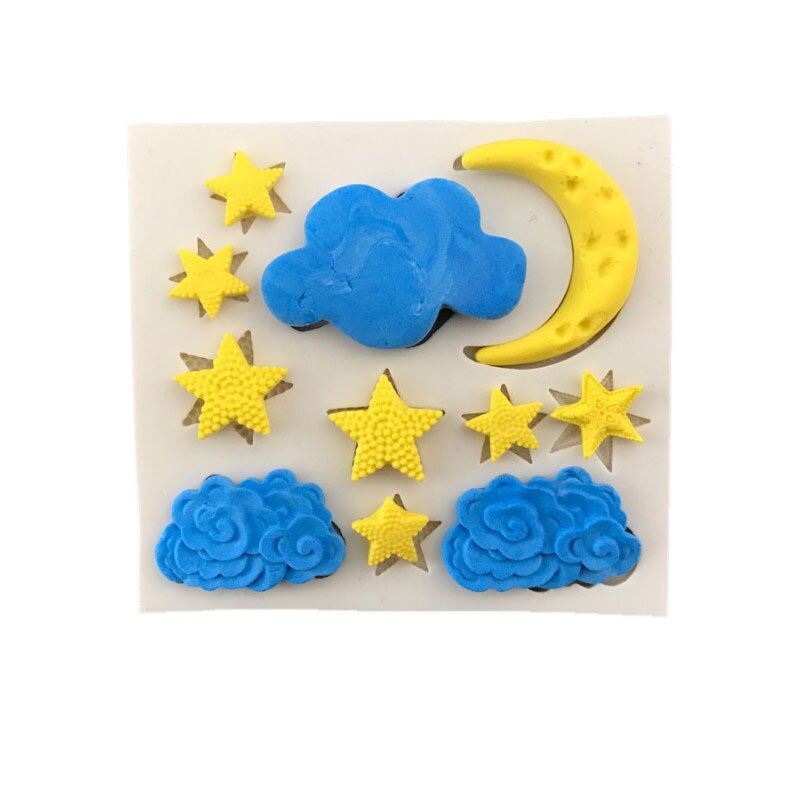 Moule en silicone nuage étoile lune, fondant, outils de décoration de gâteaux, moule à pâte à chocolat