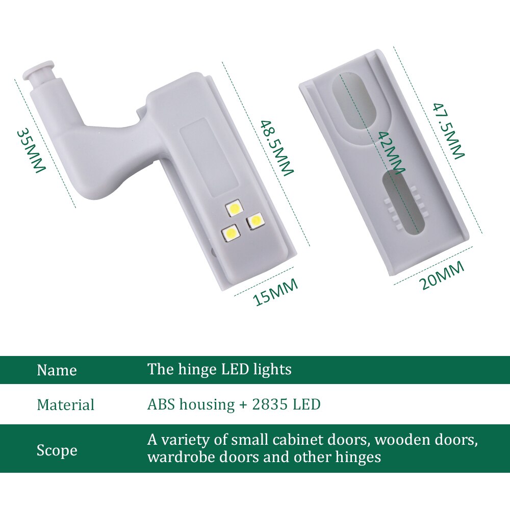 8 piezas universal LED bisagra interior lámpara armario luces de inducción armario sensor luces cocina armario lámpara de noche