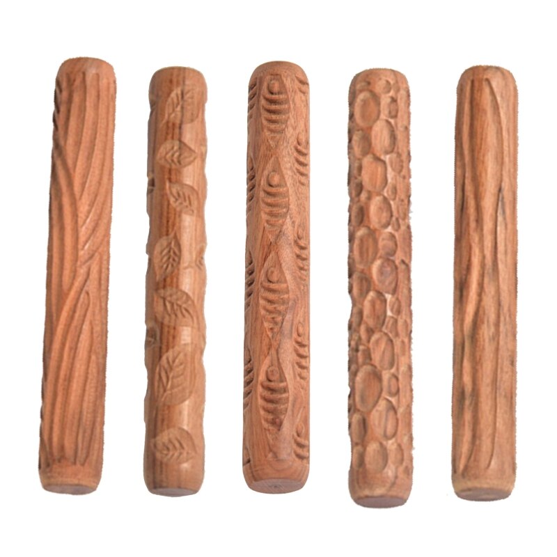 Hout Klei Textuur Deegroller Reliëf Patroon Polymer Clay Roller Keramische Aardewerk Gereedschappen